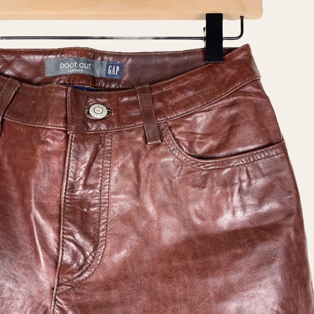 Vintage Y2K Chocolate Brown Leather Bootcut Pants Size 2 | The Gap - Picture 1 of 10